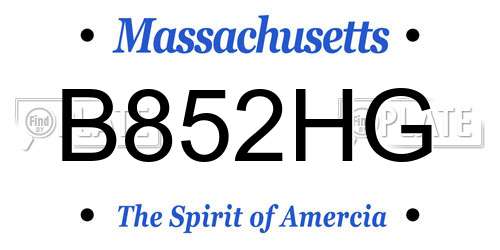 B852HG Massachusetts License Plate