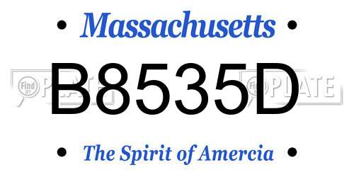 B8535D Massachusetts License Plate