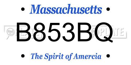 B853BQ Massachusetts License Plate