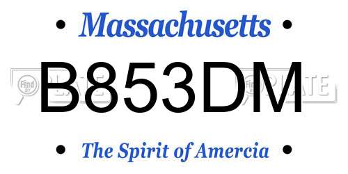 B853DM Massachusetts License Plate