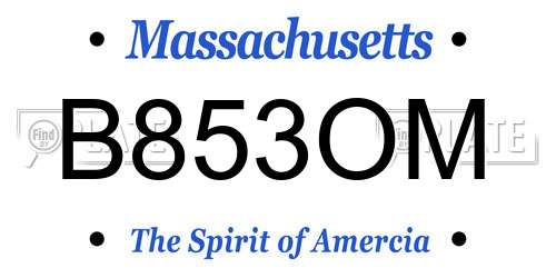 B853OM Massachusetts License Plate