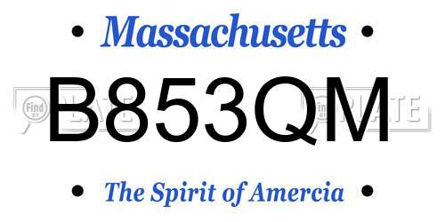 B853QM Massachusetts License Plate