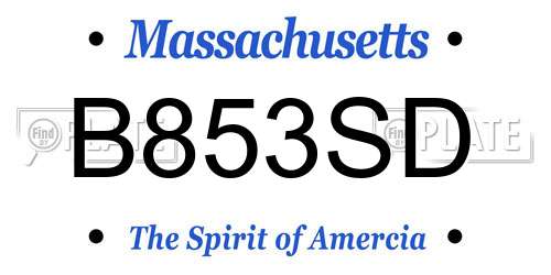 B853SD Massachusetts License Plate