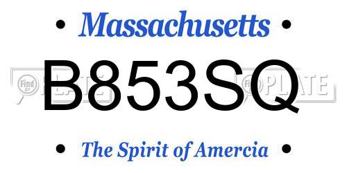 B853SQ Massachusetts License Plate