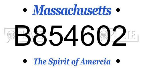 B854602 Massachusetts License Plate