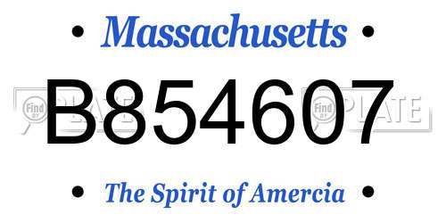B854607 Massachusetts License Plate