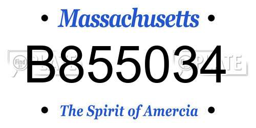 B855034 Massachusetts License Plate