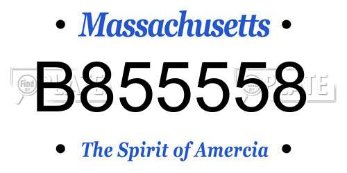 B855558 Massachusetts License Plate