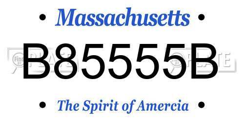 B85555B Massachusetts License Plate