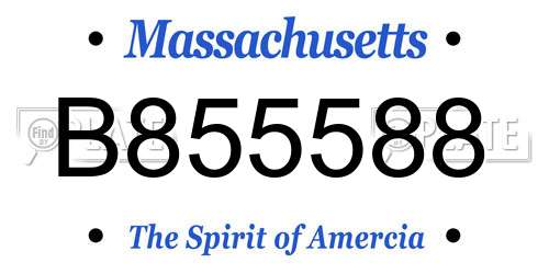 B855588 Massachusetts License Plate