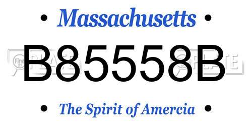 B85558B Massachusetts License Plate