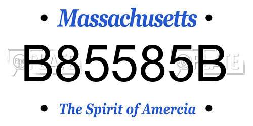 B85585B Massachusetts License Plate