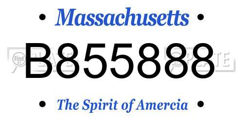B855888 Massachusetts License Plate