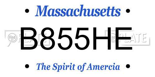 B855HE Massachusetts License Plate