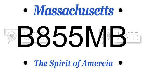 B855MB Massachusetts License Plate