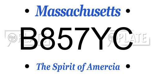 B857YC Massachusetts License Plate