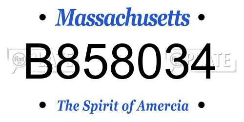 B858034 Massachusetts License Plate