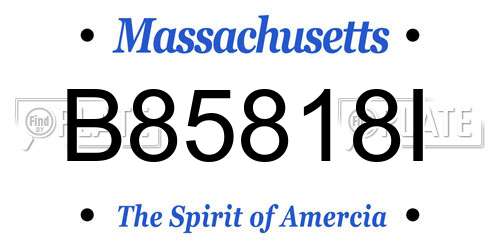 B85818I Massachusetts License Plate