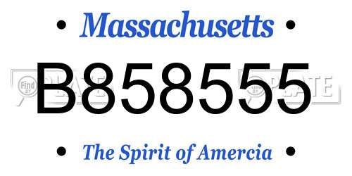 B858555 Massachusetts License Plate