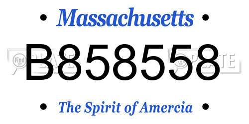 B858558 Massachusetts License Plate