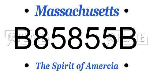 B85855B Massachusetts License Plate