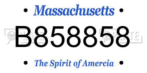 B858858 Massachusetts License Plate
