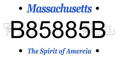 B85885B Massachusetts License Plate