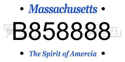 B858888 Massachusetts License Plate