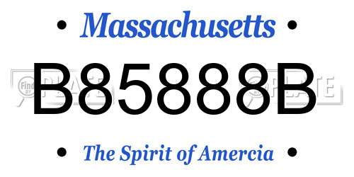 B85888B Massachusetts License Plate