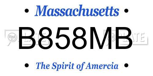 B858MB Massachusetts License Plate