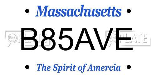 B85AVE Massachusetts License Plate