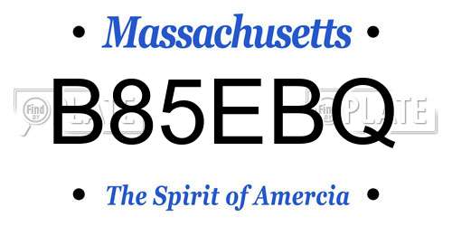 B85EBQ Massachusetts License Plate
