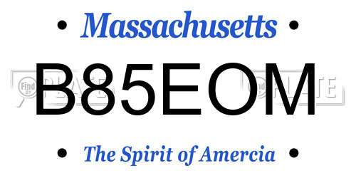 B85EOM Massachusetts License Plate