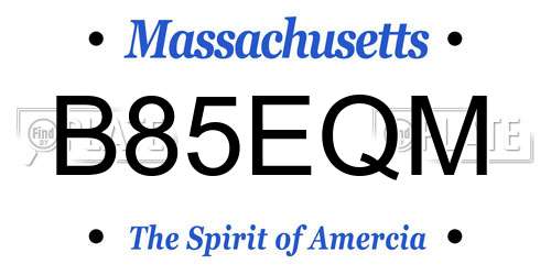 B85EQM Massachusetts License Plate