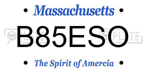 B85ESO Massachusetts License Plate