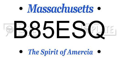 B85ESQ Massachusetts License Plate