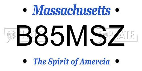 B85MSZ Massachusetts License Plate