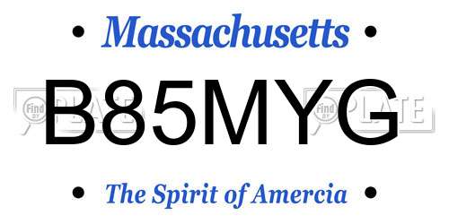 B85MYG Massachusetts License Plate