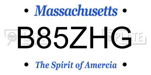 B85ZHG Massachusetts License Plate