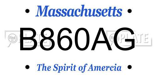 B860AG Massachusetts License Plate