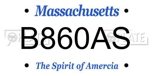 B860AS Massachusetts License Plate
