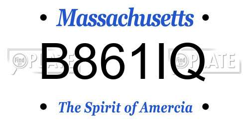 B861IQ Massachusetts License Plate