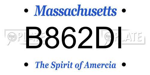 B862DI Massachusetts License Plate