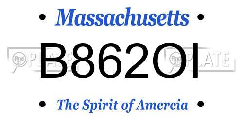 B862OI Massachusetts License Plate
