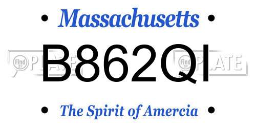 B862QI Massachusetts License Plate