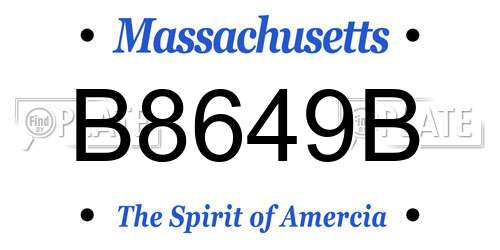 B8649B Massachusetts License Plate