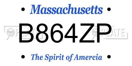 B864ZP Massachusetts License Plate