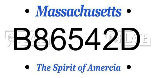 B86542D Massachusetts License Plate