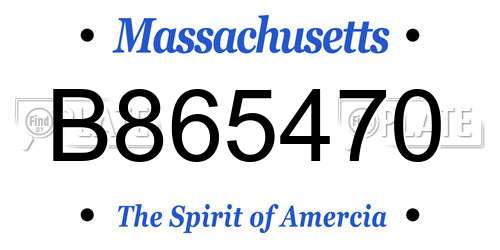 B865470 Massachusetts License Plate
