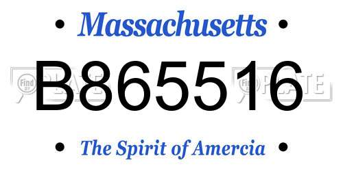 B865516 Massachusetts License Plate
